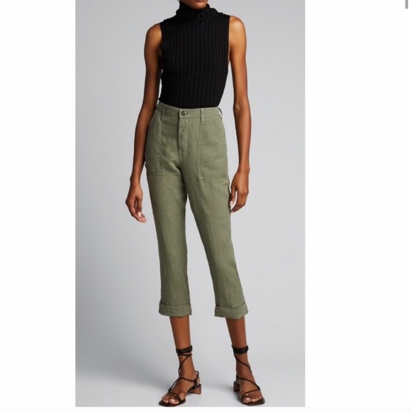 FRAME Le Beau Linen Pants. - Picture 2 of 7
